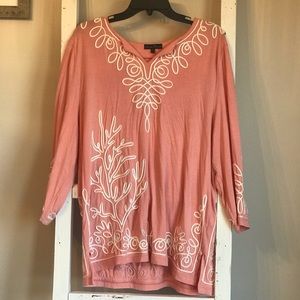 Pink with white detail tunic
